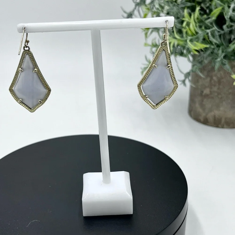 Kendra Scott Alex Slate‎ Cat’s Eye 14K Gold Plated French Wire Earrings